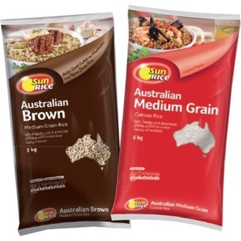 IGA Sunrice medium grain white or brown rice 5kg offer