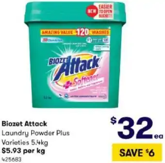 BIG W Biozet Attack Laundry Powder Plus 5.4 kg offer