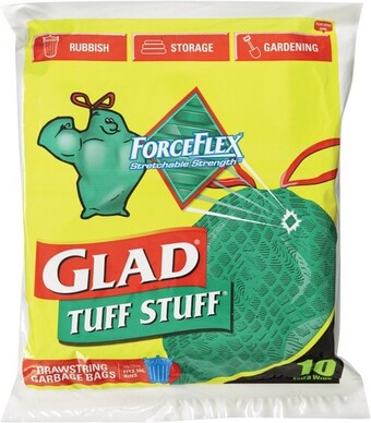 IGA Glad tuff stuff drawstring garbage bags 10 pack offer