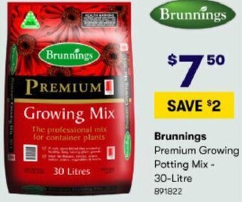 BIG W Brunnings Premium Growing Potting Mix 30 Litre offer