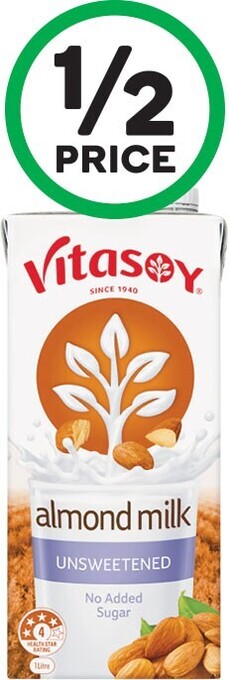 Woolworths Vitasoy almond milk unsweetened 1 litre offer