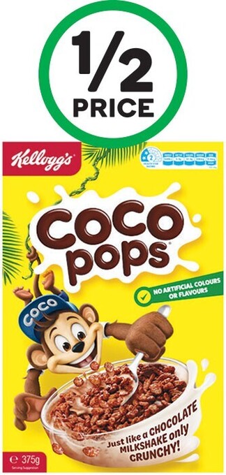 Woolworths Kellogg’s coco pops breakfast cereal 375g offer