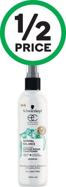 Woolworths Schwarzkopf extra care normal balance repair leave in conditioner 250ml offer