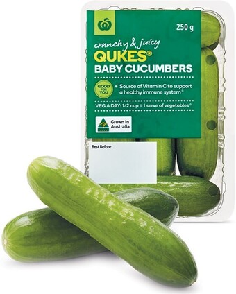 Woolworths Australian qukes® baby cucumbers 250g pack offer
