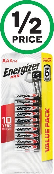 Woolworths Energizer max aa pk 16 or aaa pk 14 offer