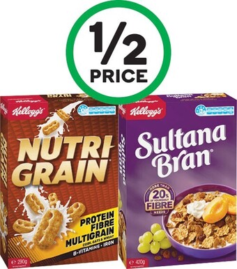 Woolworths Kellogg’s nutri-grain 290g or sultana bran 420g offer