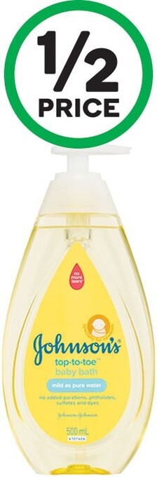Woolworths Johnson’s top-to-toe baby bath or baby lotion 500ml offer