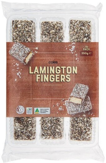 Coles Coles bakery lamington fingers 18 pack 350g offer