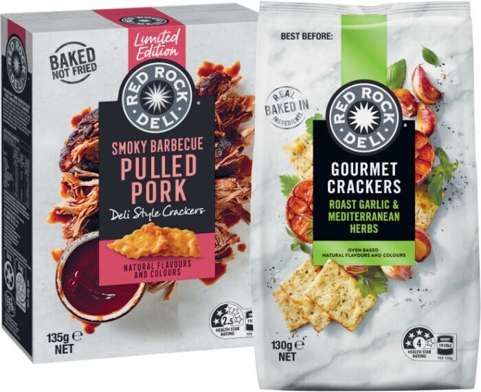 Red rock deli gourmet or deli style crackers 130g135g offer at Coles