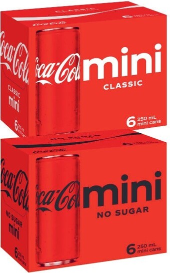 Coles Coca-cola, fanta or sprite mini soft drink 6x250ml offer
