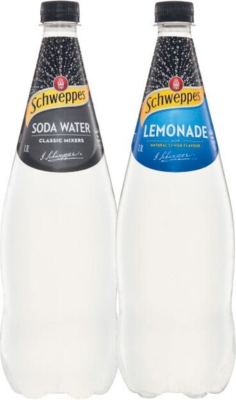 Coles Schweppes mixers, soft drinks or mineral water 1.1 litre offer