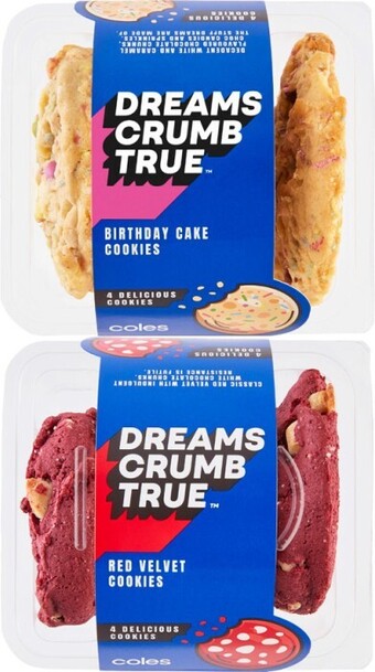 Coles Coles dreams crumb true cookies 4 pack offer