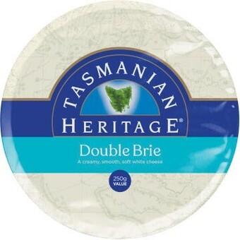 Coles Tasmanian heritage camembert or double brie 250g offer
