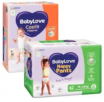 Coles Babylove cosifit jumbo nappies 54 pack-84 pack or nappy pants 42 pack-56 pack offer