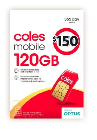Coles Coles mobile $150 sim offer