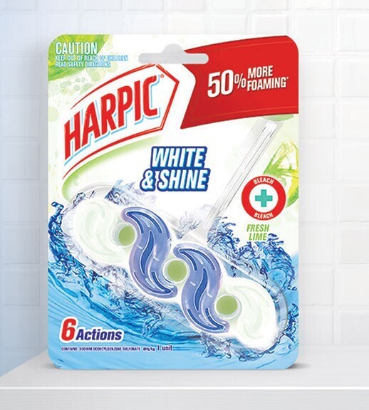 Harpic lime fresh white & shine toilet cleaner bleach 39g offer at Coles