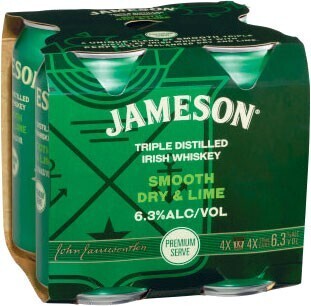Coles Jameson smooth dry & lime cans 4x375ml offer