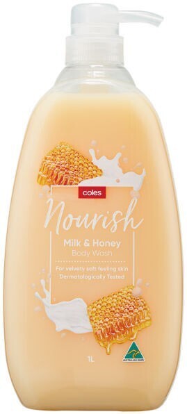 Coles Coles nourishing milk & honey body wash 1 litre offer