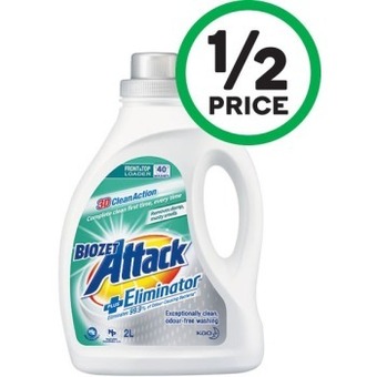 Woolworths Biozet attack plus laundry liquid 2 litre or powder 2 kg offer