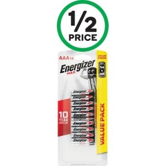 Woolworths Energizer max aa pk 16 or aaa pk 14 offer