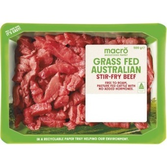 Woolworths Macro grass fed australian stir-fry beef 500g offer