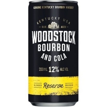 Woolworths Woodstock bourbon & cola 12% cans 4x200ml offer