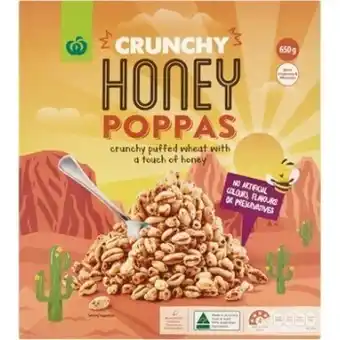 Woolworths Woolworths crunchy honey poppas 650g offer