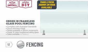 Stratco Order in frameless glass pool fencing offer