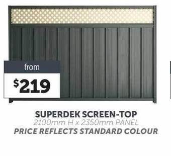 Stratco Superdek screen-top offer