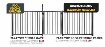 Stratco Flat top single gate, flat top pool fencing panel offer