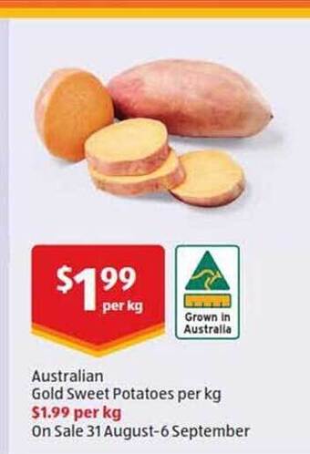 ALDI Australian gold sweet potatoes per kg offer