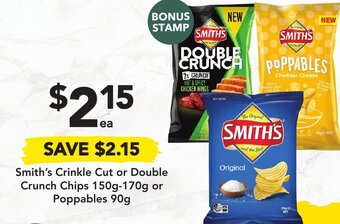 Drakes Smith's Crinkle Cut or Double Crunch Chips 150g-170g or Poppables 90g offer