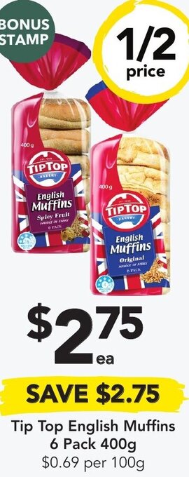 Drakes Tip Top English Muffins 400g offer