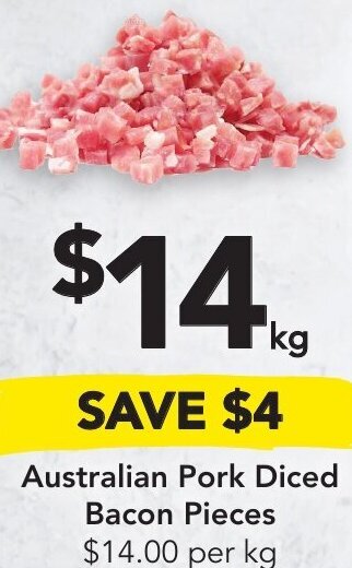 Drakes Australian Pork Diced Bacon Pieces offer