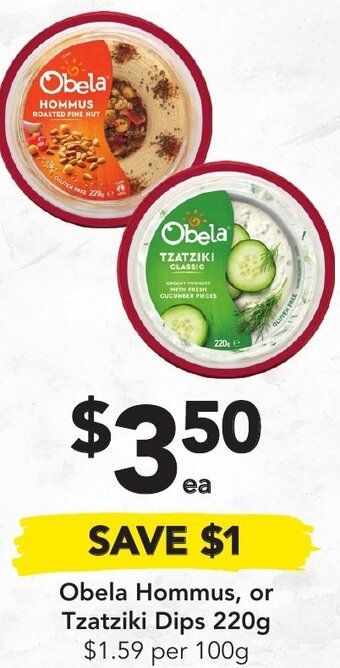 Drakes Obela Hommus, or Tzatziki Dips 220g offer