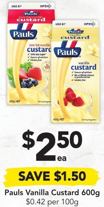 Drakes Pauls Vanilla Custard 600g offer