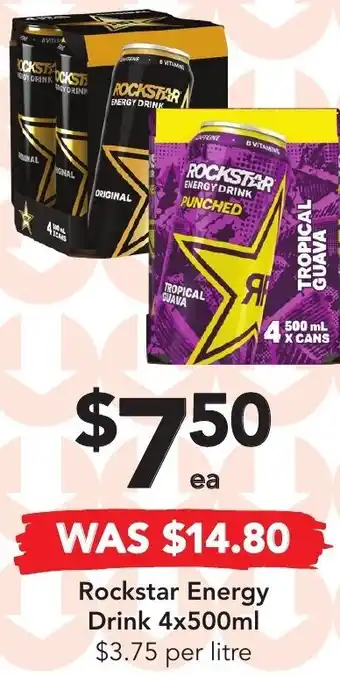 Drakes Rockstar Energy Drink 4x500ml offer