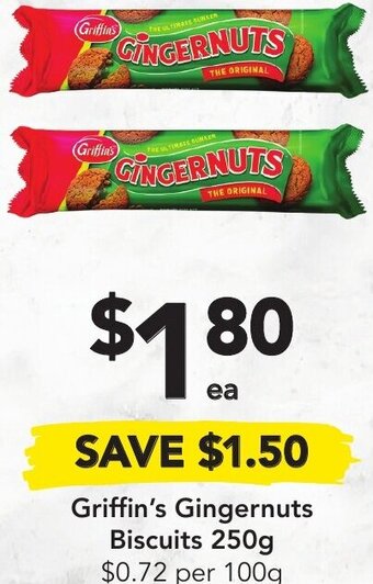 Drakes Griffin's Gingernuts Biscuits 250g offer