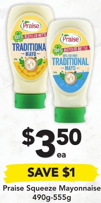 Drakes Praise Squeeze Mayonnaise 490g-555g offer