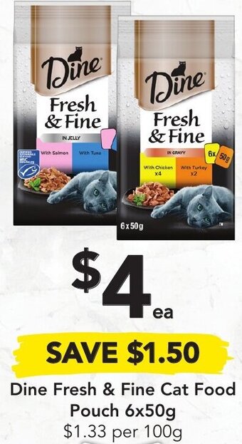 Drakes Dine Fresh & Fine Cat Food Pouch 6x50g offer