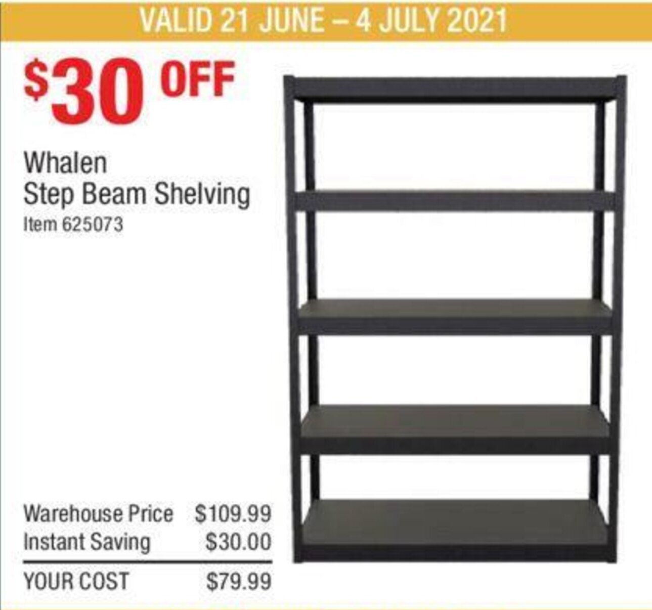 Whalen Step Beam Shelving offer at Costco