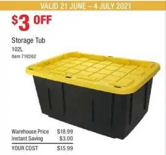 Costco Storage Tub 102L offer