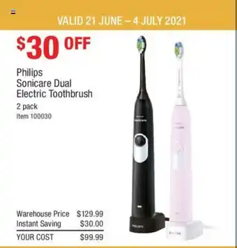 Costco Philips Sonicare Dual Electric Toothbrush 2 Pack offer