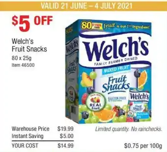 Costco Welch's Fruit Snacks 80x25g offer