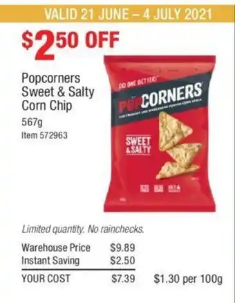 Popcorners Sweet & Salty Corn Chips 567g