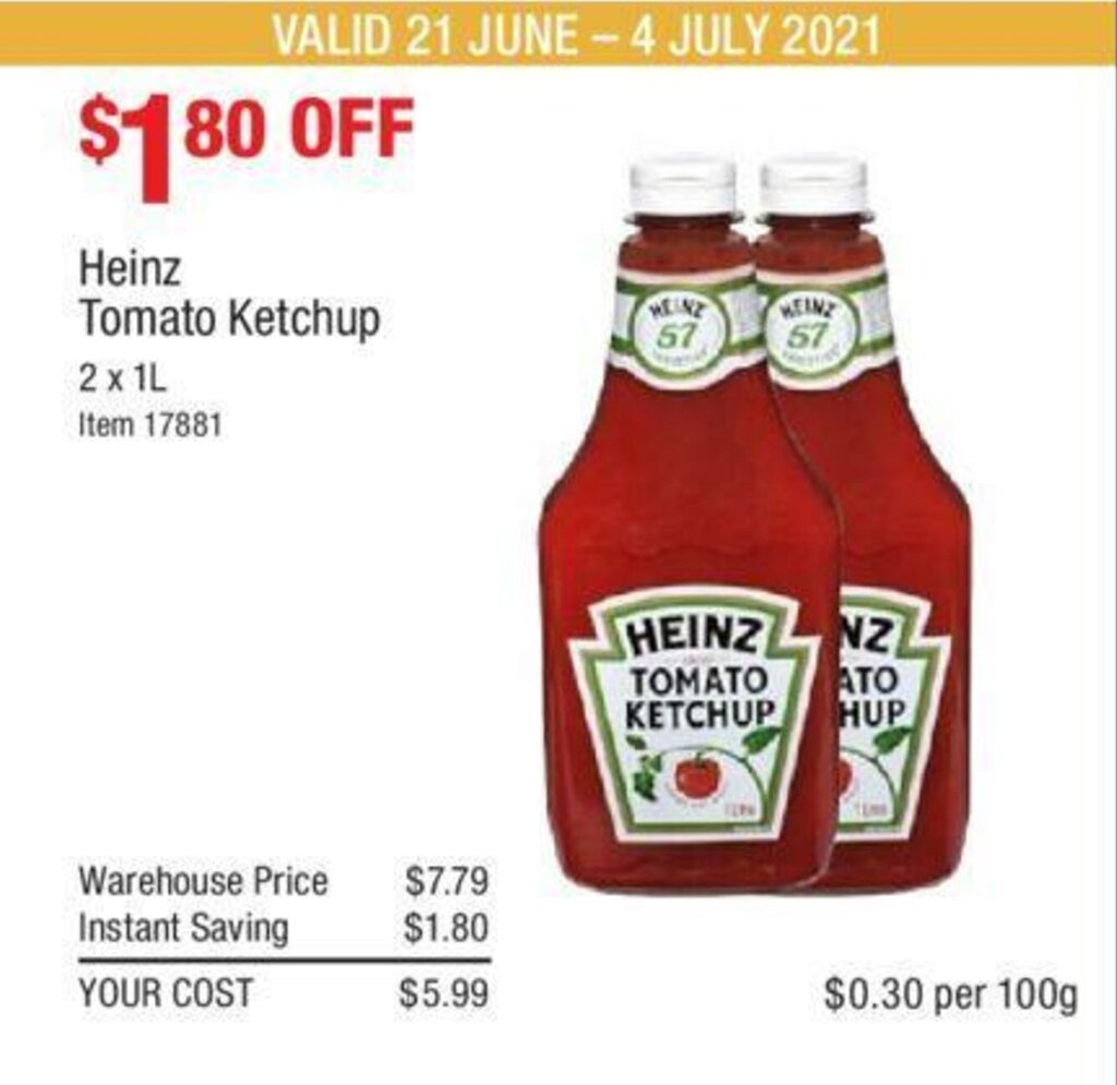 Heinz Tomato Ketchup 2x1L offer at Costco