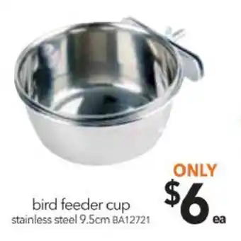Bird Feeder Cup Stainless Steel 9.5cm