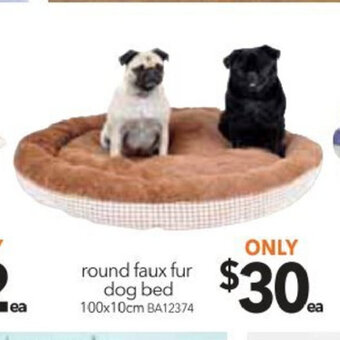 Cheap as Chips Round Faux Fur Dog Bed 100x10cm offer