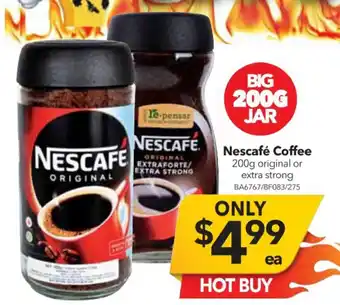 Cheap as Chips Nescafe Coffee 200g original or extra strong offer