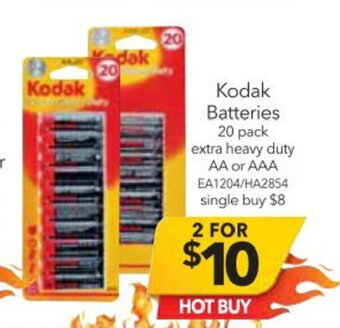 Cheap as Chips Kodak Batteries 20 Pack Extra Heavy Duty AA or AAA offer
